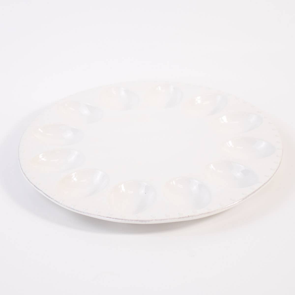 Deviled Egg Platter Antique White 10.5"
