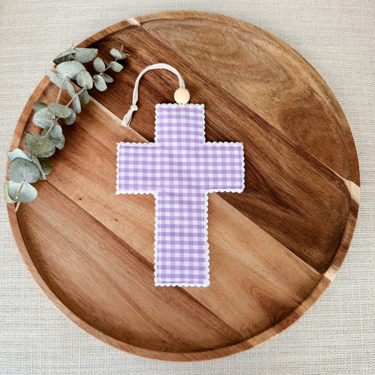 Fabric Cross - Purple Gingham | Handmade | Gift Wrapped: Love like Jesus