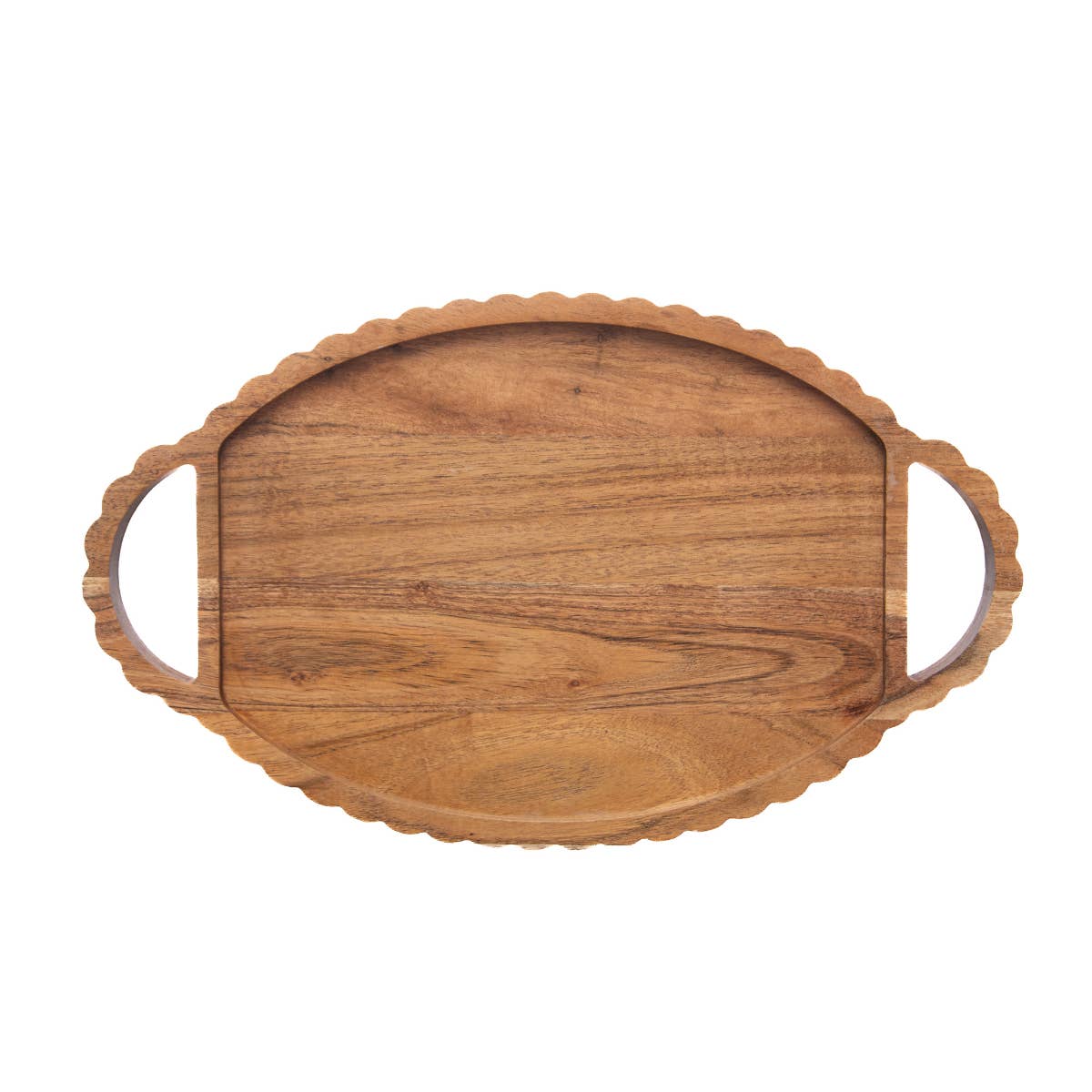 17" Scalloped Acacia Wood Tray