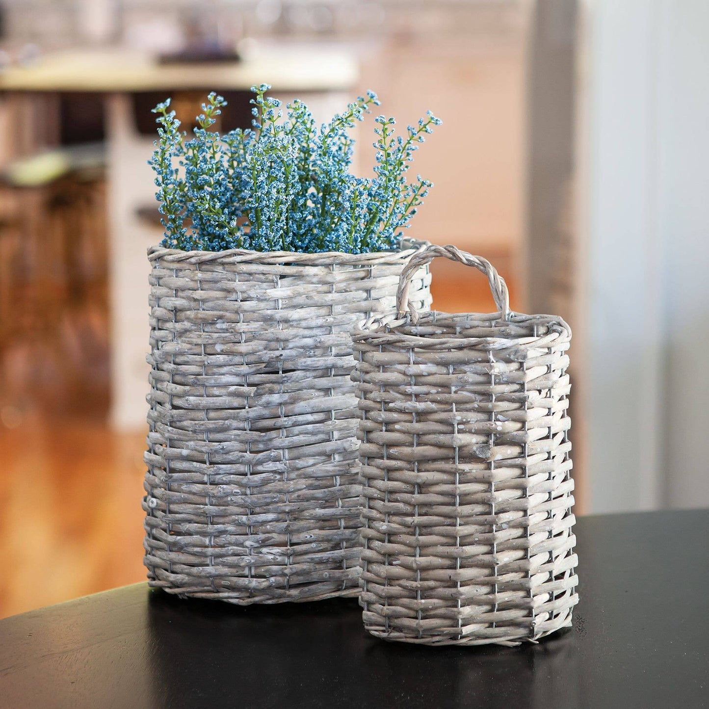 2/Set Gray Willow Oval Baskets