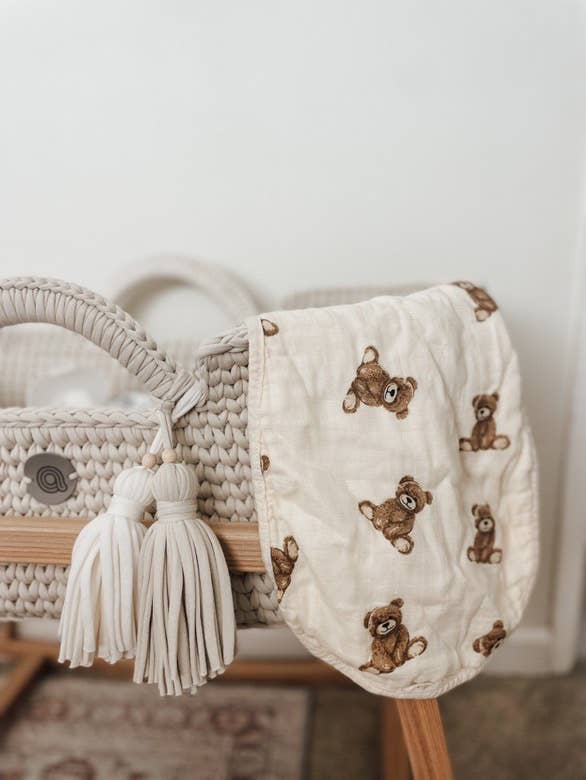 Bamboo Muslin Burp Cloth (Teddy/Taupe)