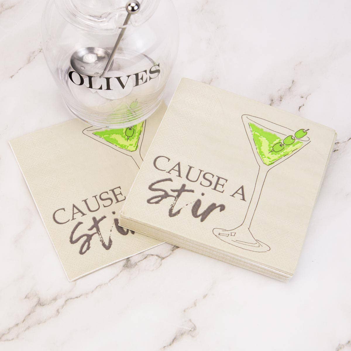 Cause A Stir Cocktail Napkins    Shell/Multi   5x5