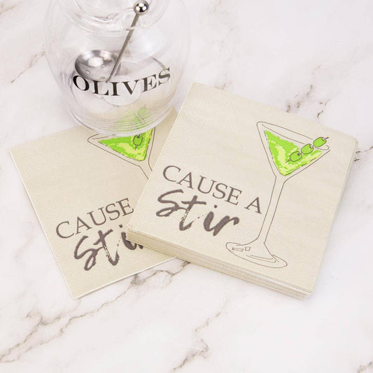 Cause A Stir Cocktail Napkins    Shell/Multi   5x5