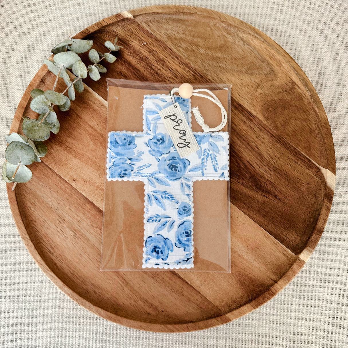 Fabric Cross - Blue Floral | Handmade | Gift Wrapped: Love like Jesus