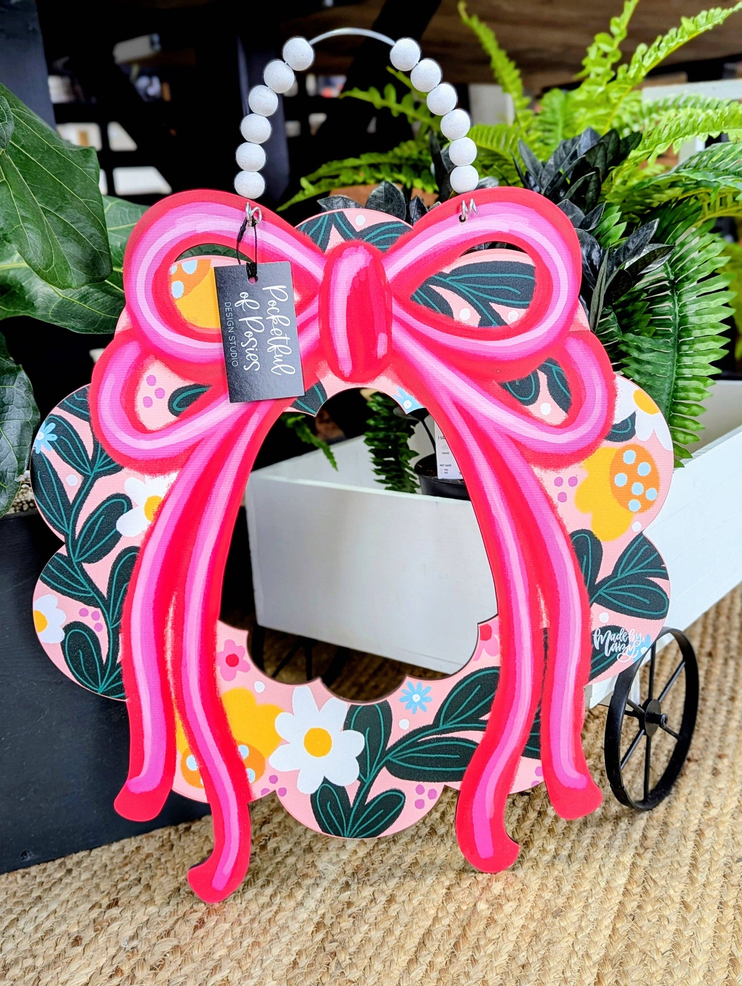 Poppy Floral Scalloped Door Hanger