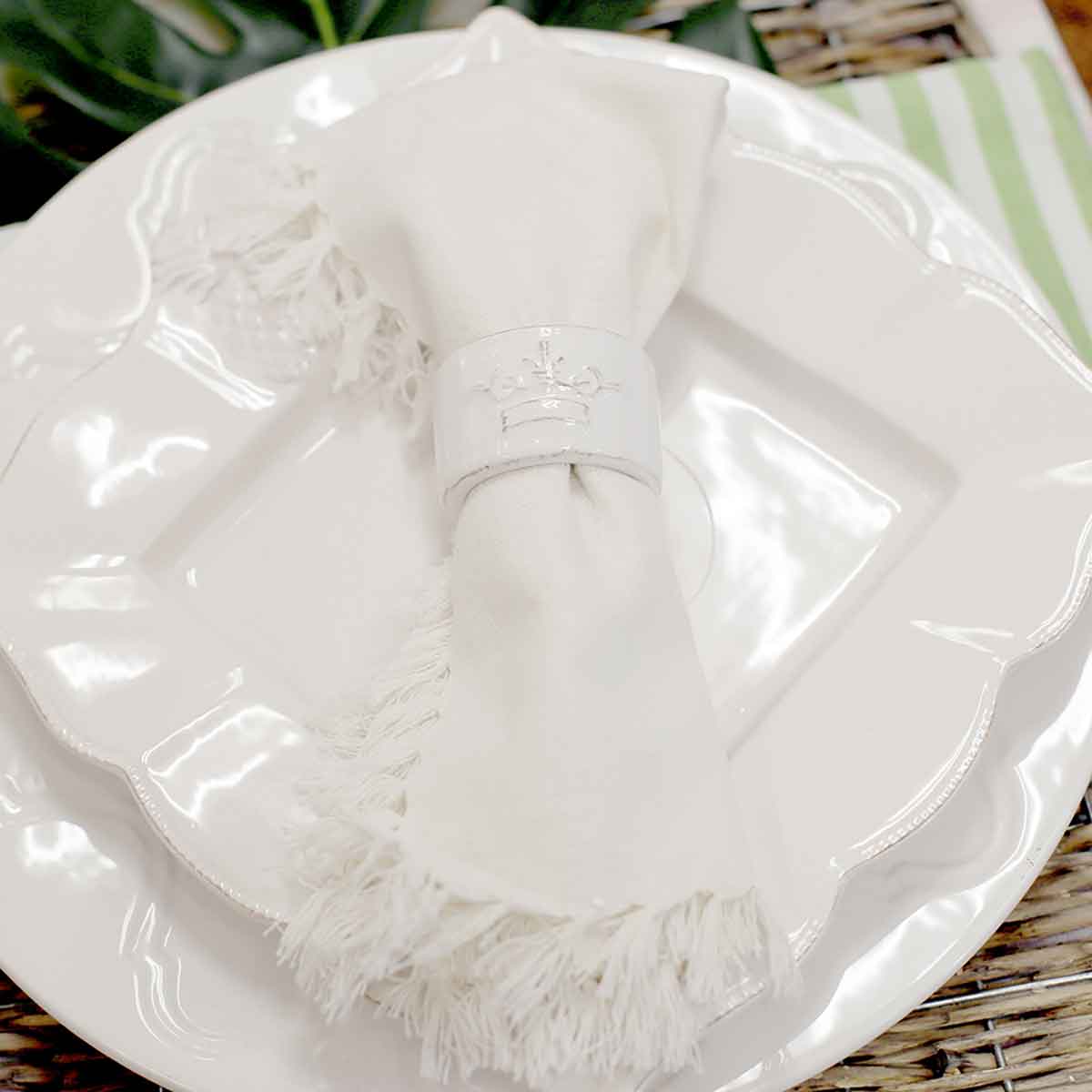 Fringe Napkin Soft White