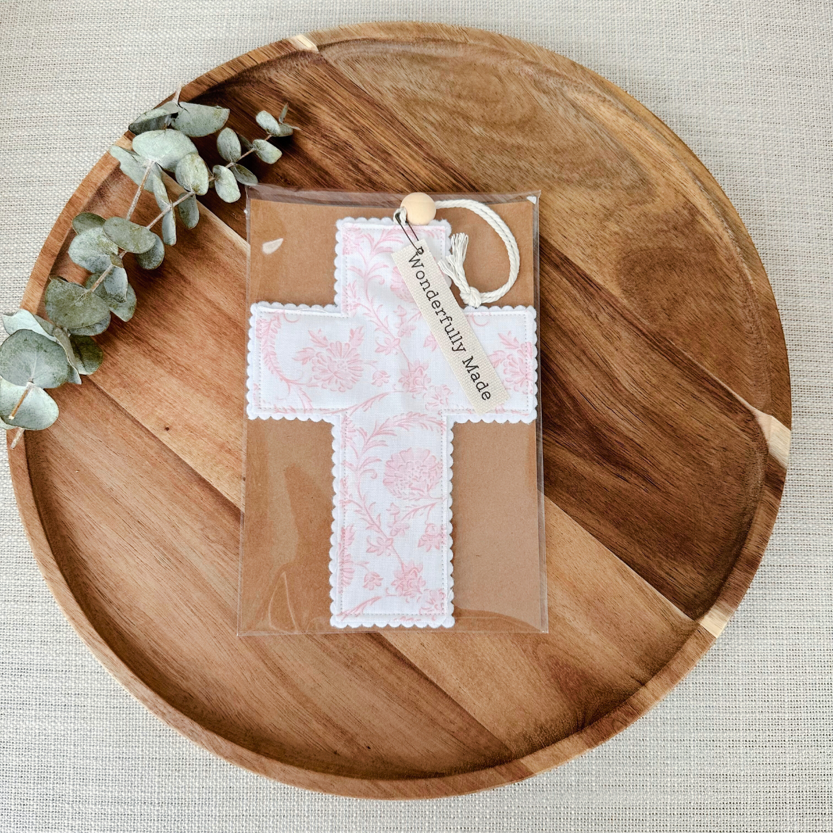 Fabric Cross - Light Pink Chinoiserie |Handmade|Gift Wrapped: Love like Jesus