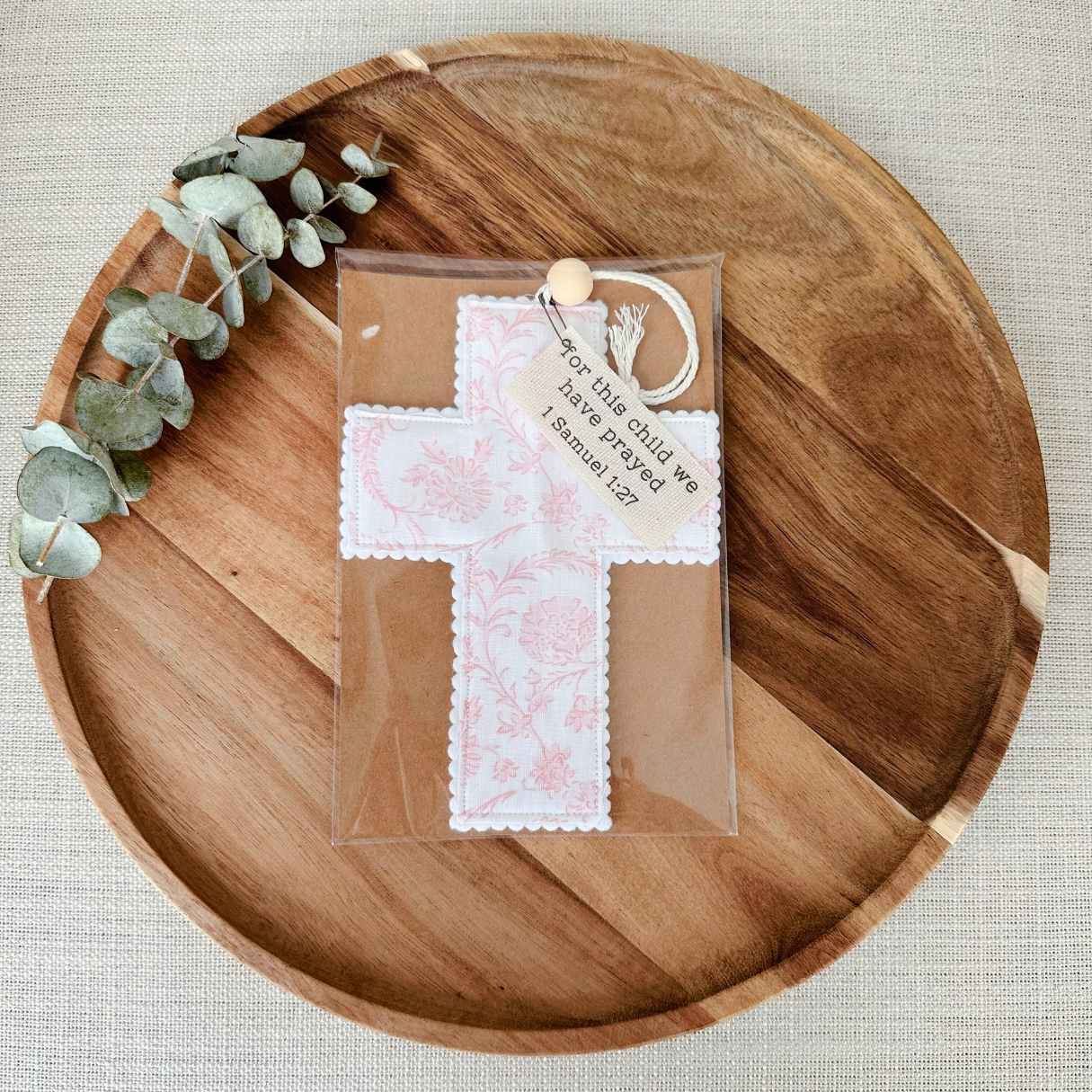 Fabric Cross - Light Pink Chinoiserie |Handmade|Gift Wrapped: Love like Jesus