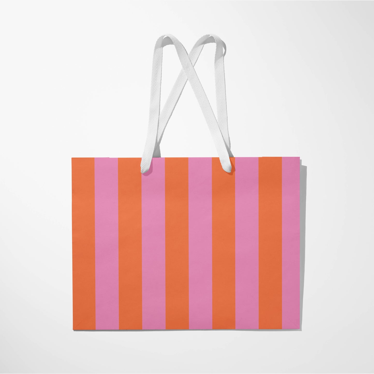 Stripe Pink & Orange Gift Paper Bag  | 2 sizes: Medium 8x10