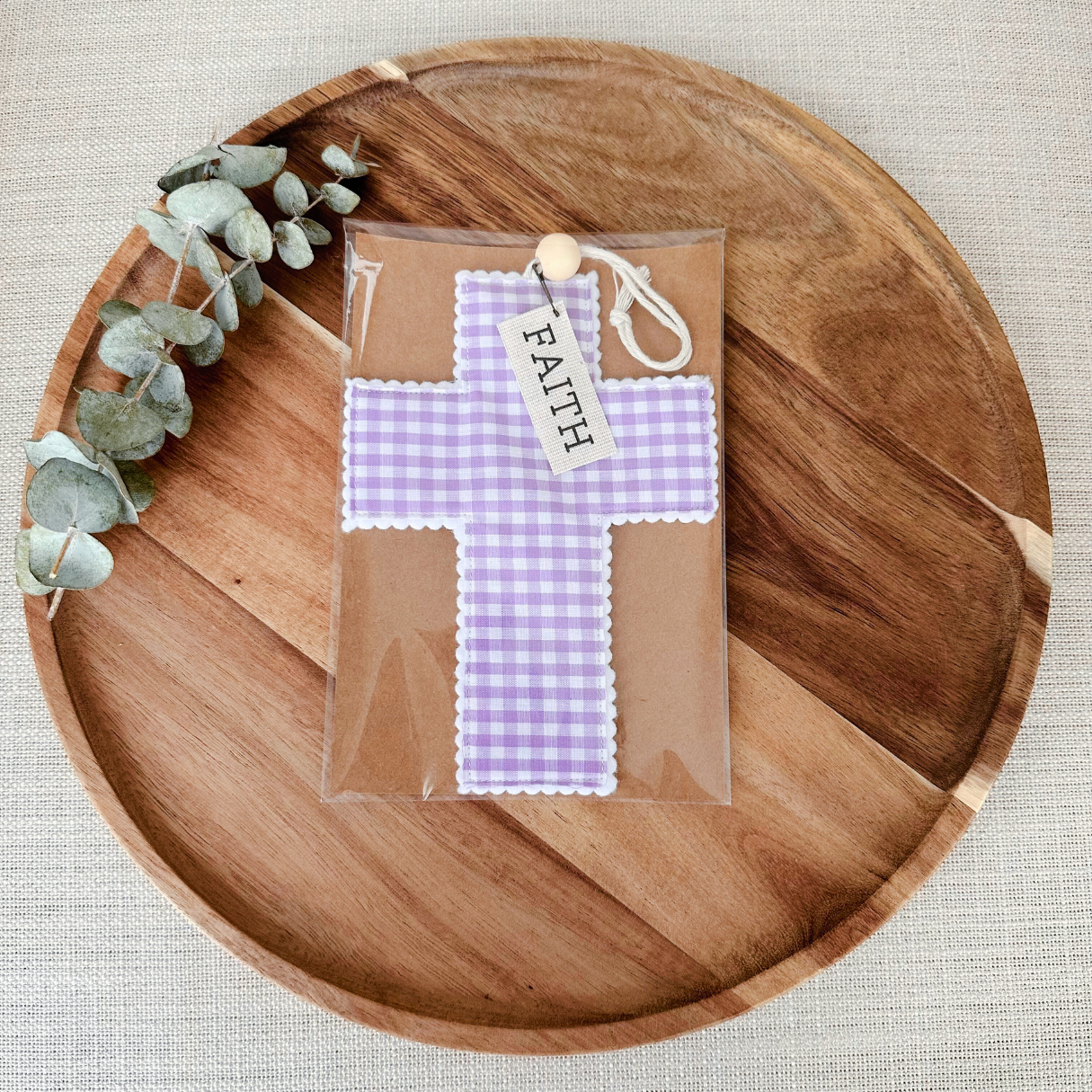 Fabric Cross - Purple Gingham | Handmade | Gift Wrapped: Love like Jesus