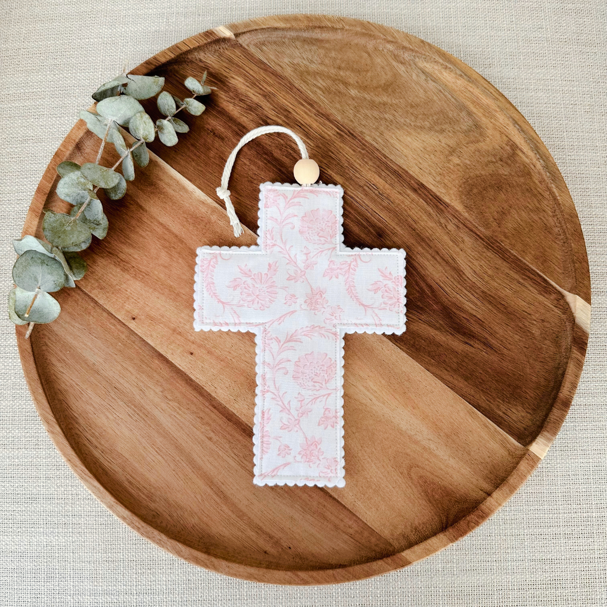 Fabric Cross - Light Pink Chinoiserie |Handmade|Gift Wrapped: Love like Jesus