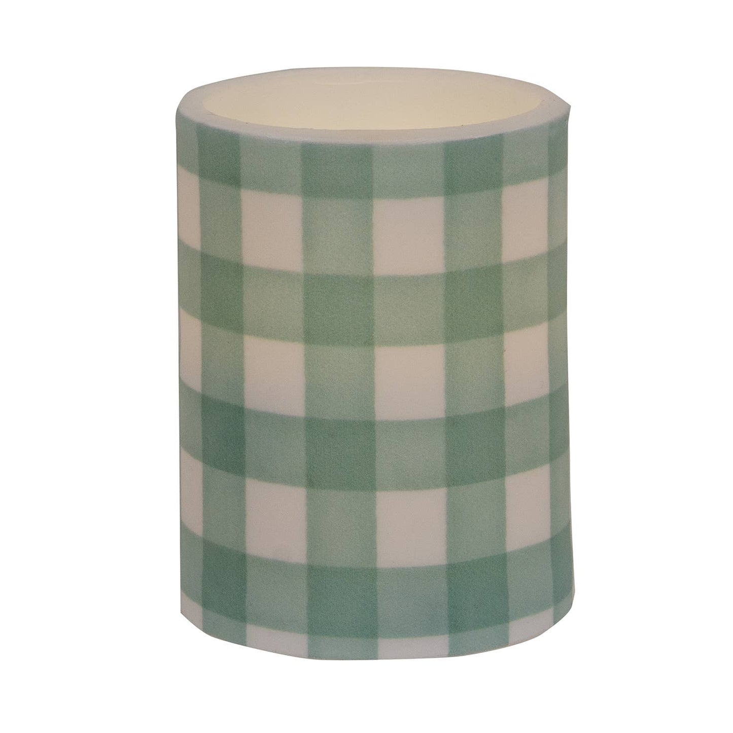 Green Gingham Check Timer Pillar, 3"x4"