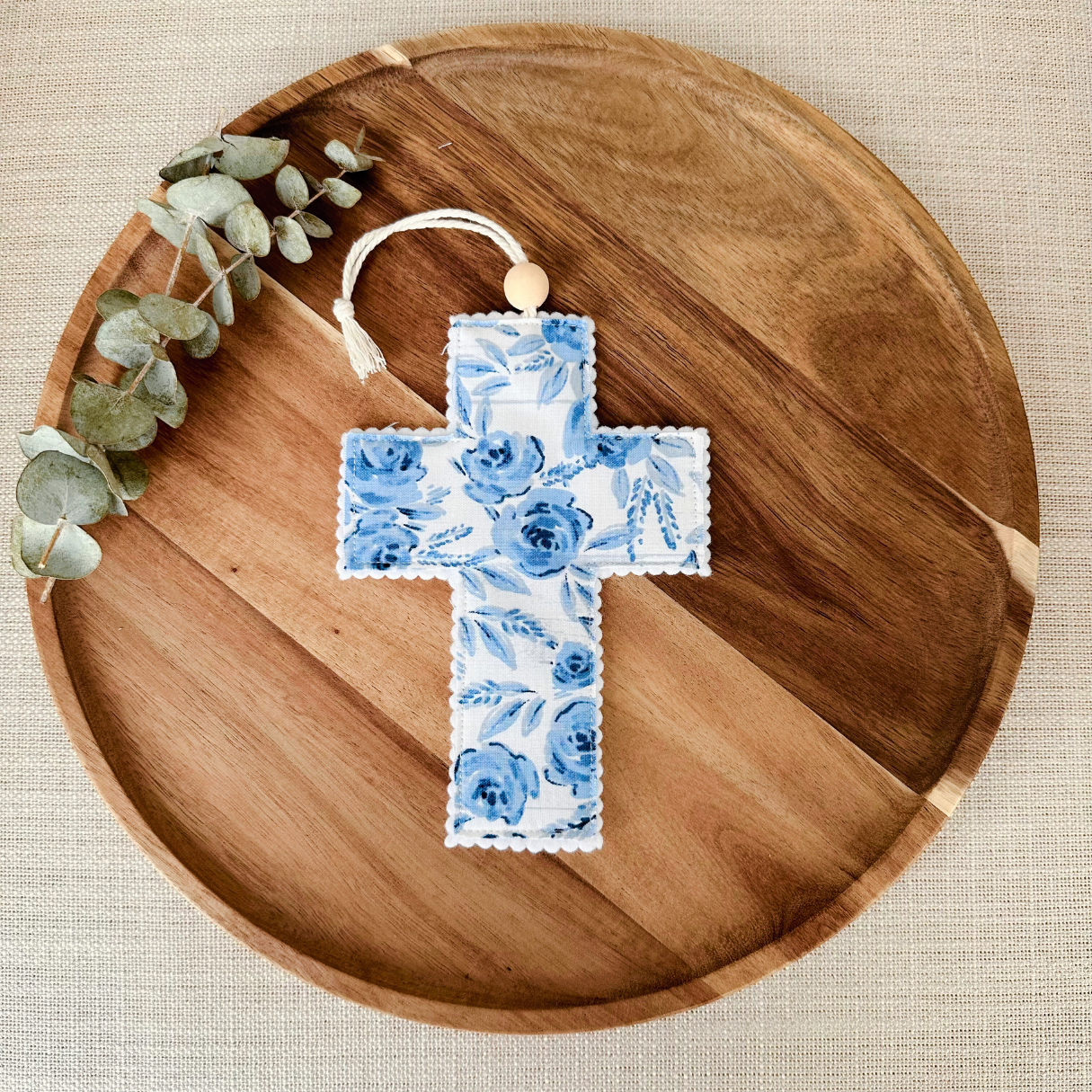 Fabric Cross - Blue Floral | Handmade | Gift Wrapped: Wonderfully Made