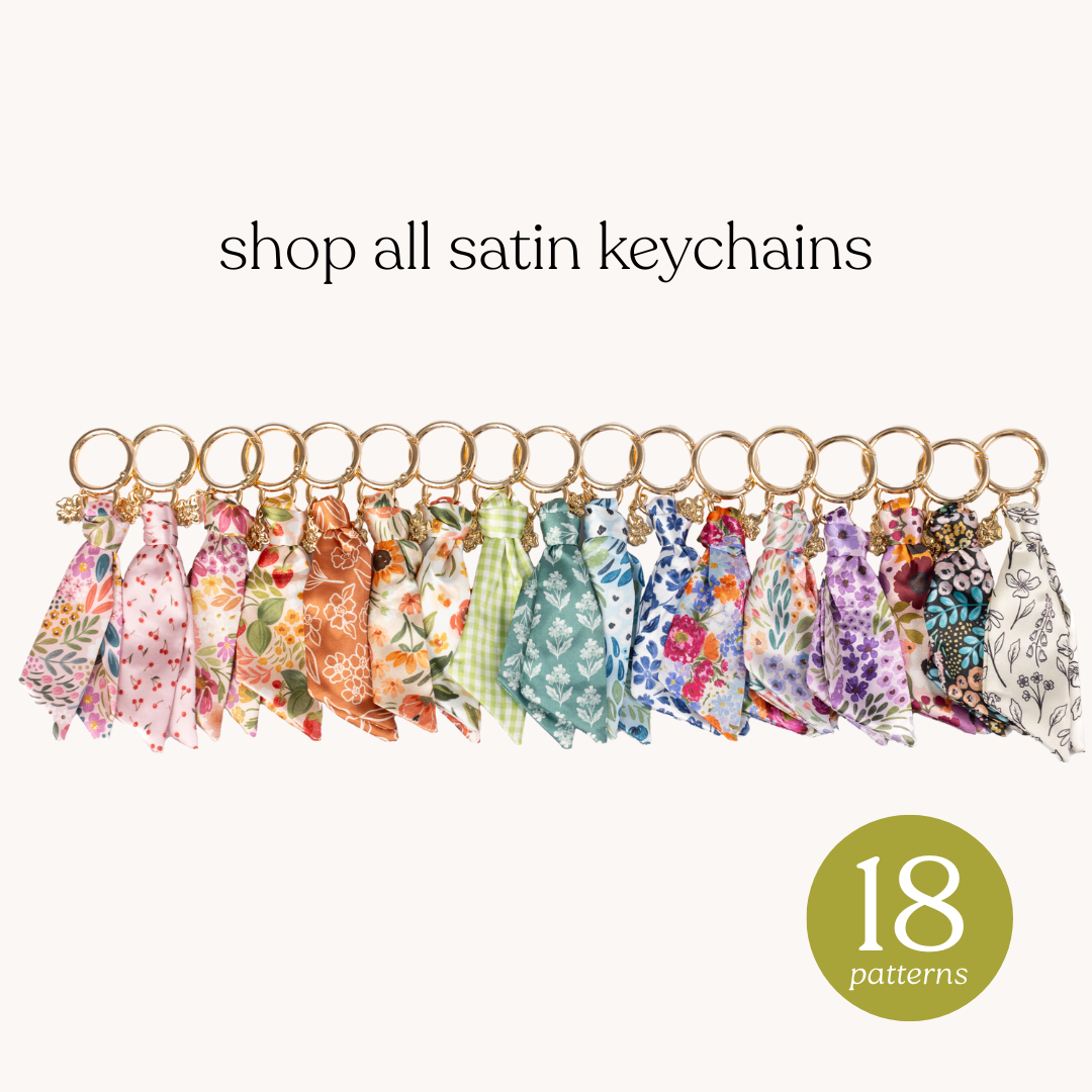Porcelain Floral Satin Keychain