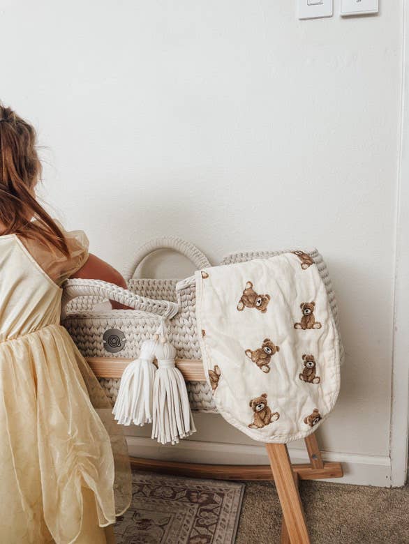 Bamboo Muslin Burp Cloth (Teddy/Taupe)