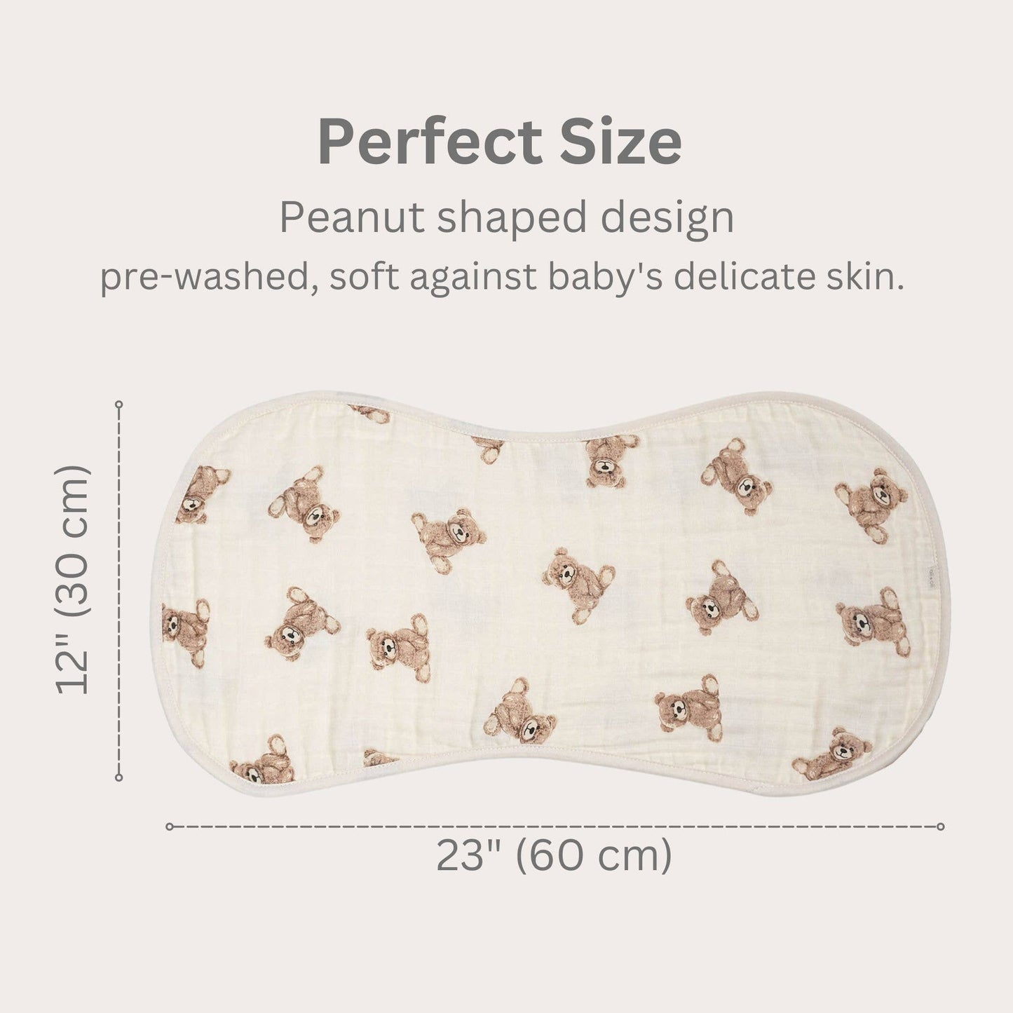 Bamboo Muslin Burp Cloth (Teddy/Taupe)
