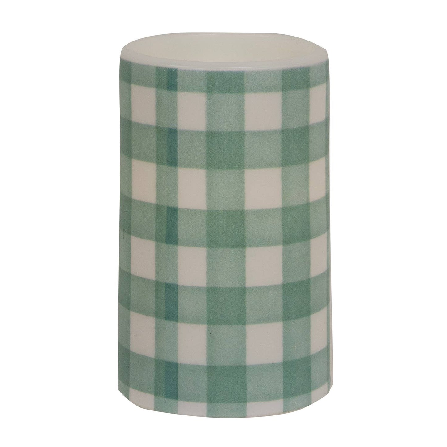 Green Gingham Check Timer Pillar, 3"x5"