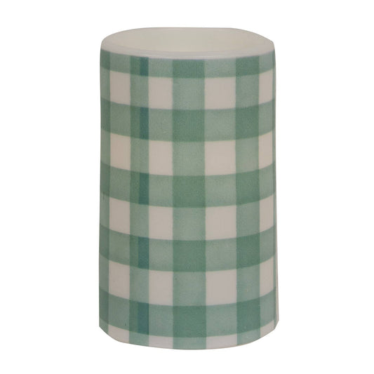 Green Gingham Check Timer Pillar, 3"x5"