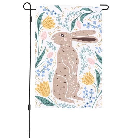 Rabbit Folk Art Garden Flag