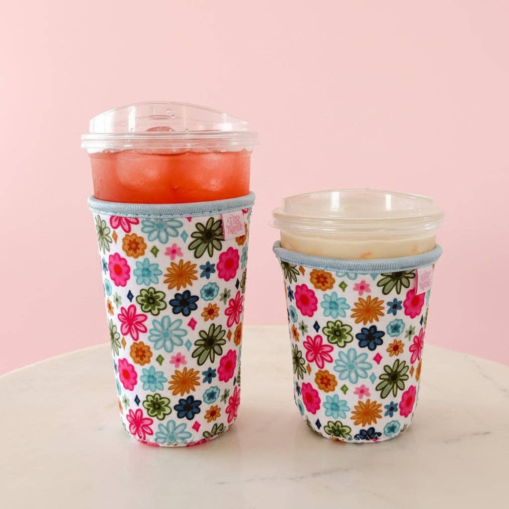Coffee Cup Cover - Watercolor Florals - Iced Drink Sleeve: Small / 16oz