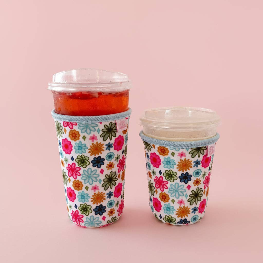 Coffee Cup Cover - Watercolor Florals - Iced Drink Sleeve: Small / 16oz