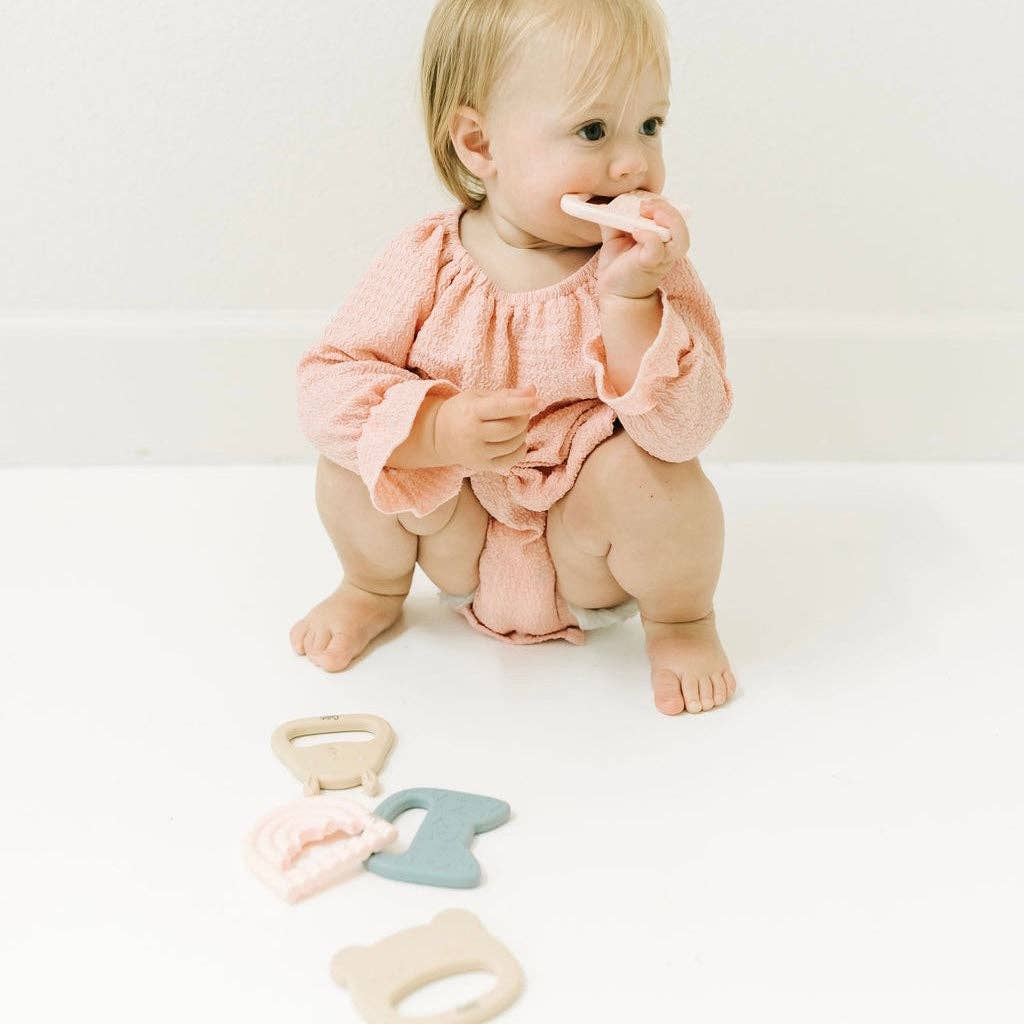 Rabbit Silicone Sensory Teether: Subtle Green