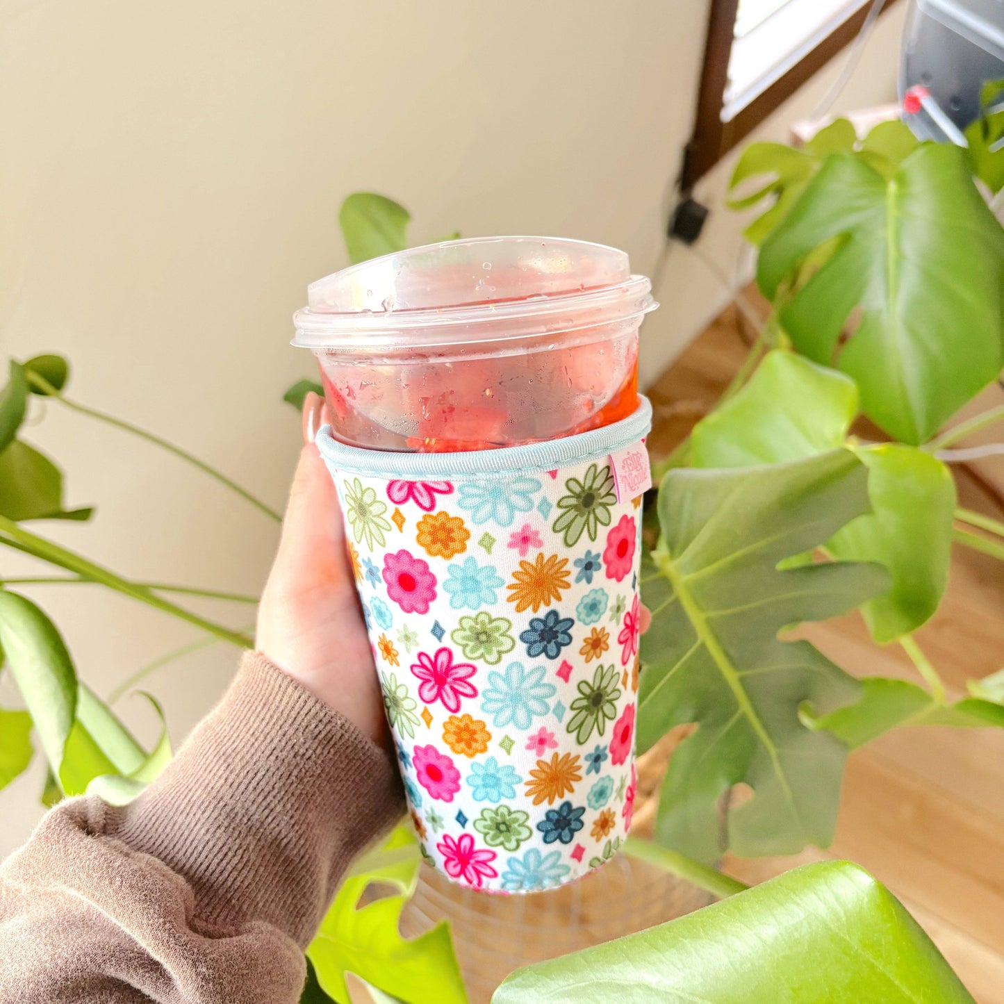 Coffee Cup Cover - Watercolor Florals - Iced Drink Sleeve: Small / 16oz