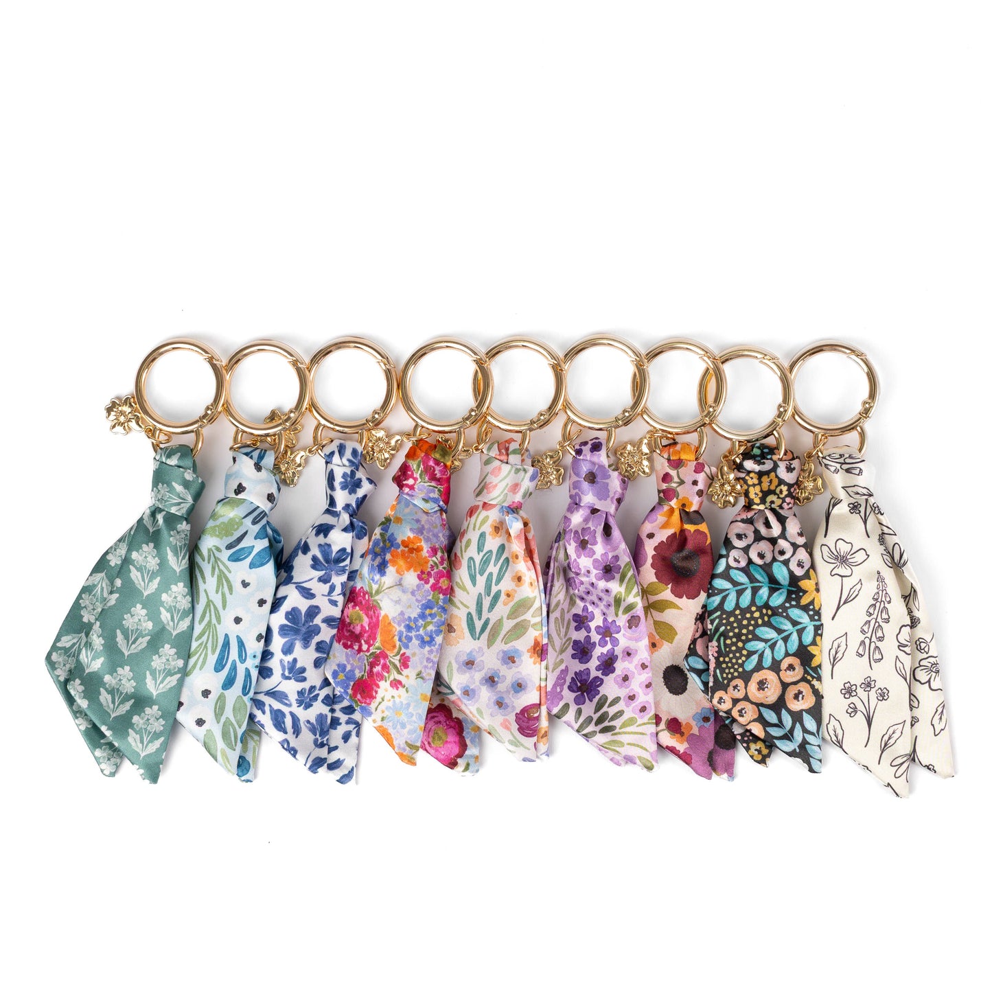 Porcelain Floral Satin Keychain