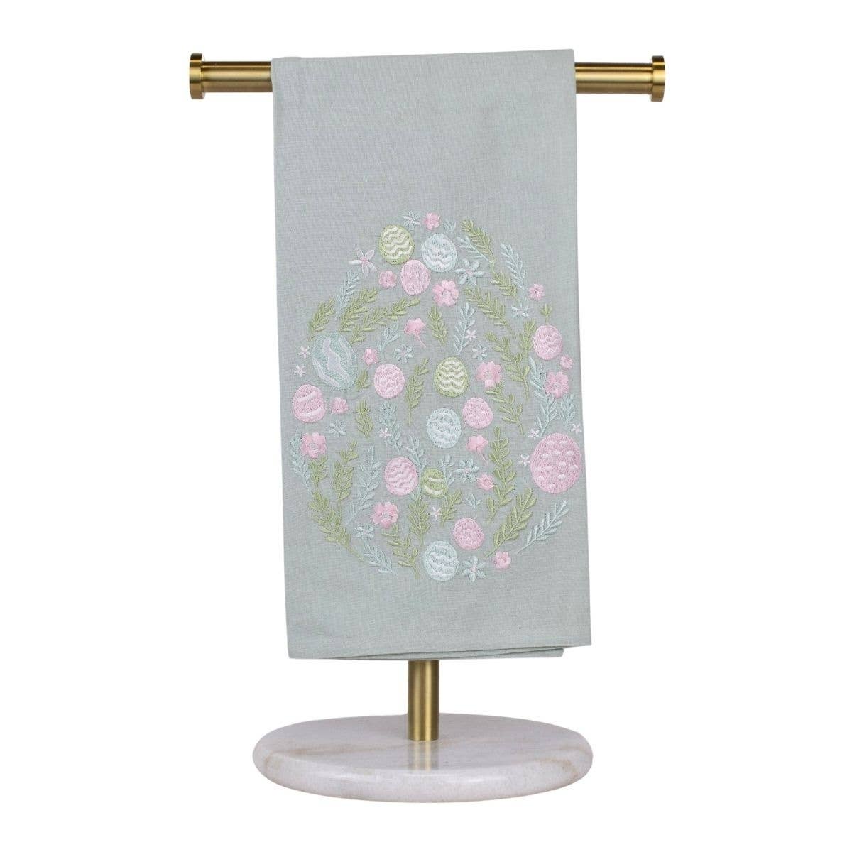 Easter Egg Hand Towel   Dusty Blue/Multi   20x28