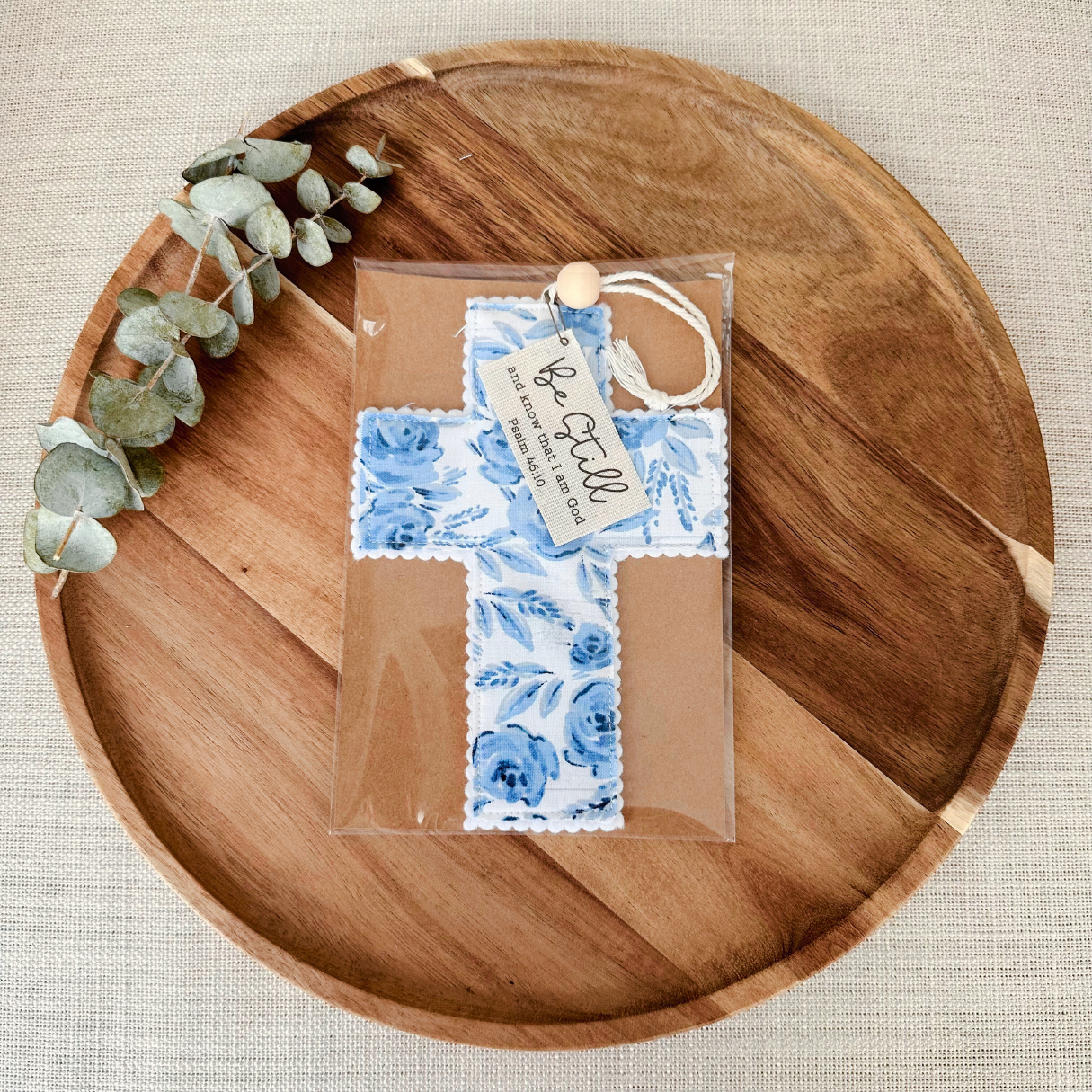 Fabric Cross - Blue Floral | Handmade | Gift Wrapped: Love like Jesus