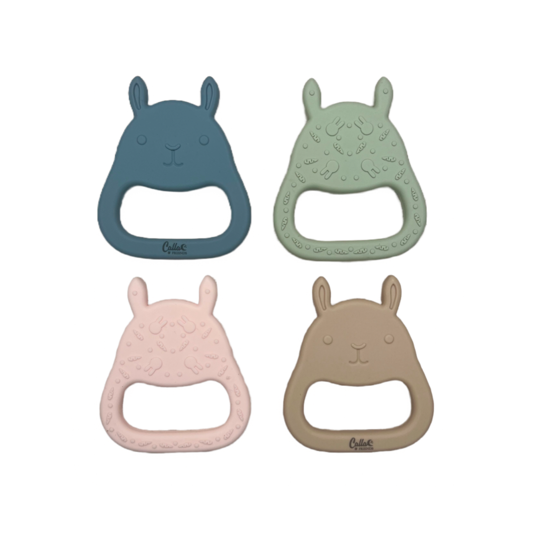 Rabbit Silicone Sensory Teether: Subtle Green