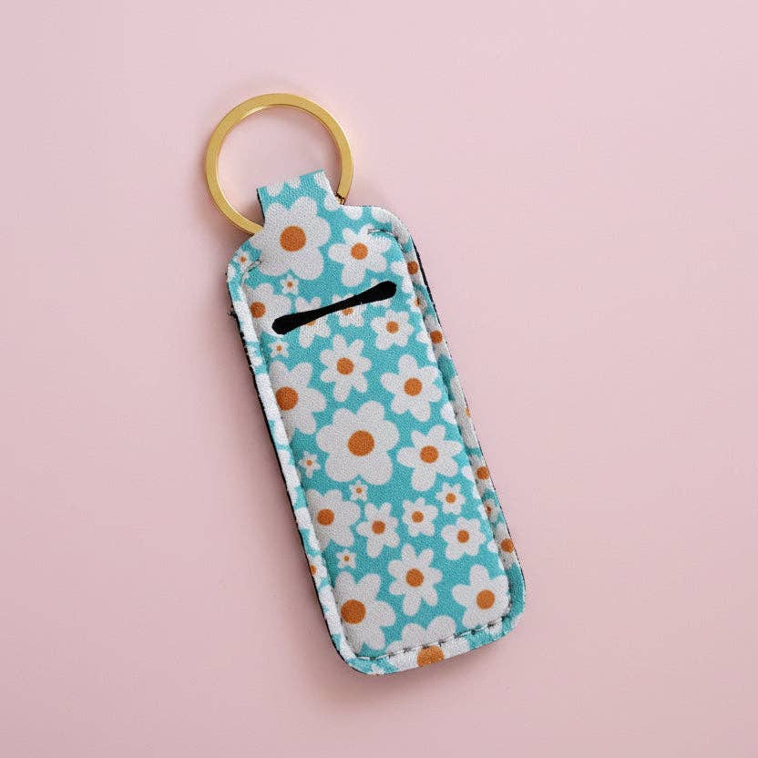 Lip Balm Keychain Holder - Blue Daisy