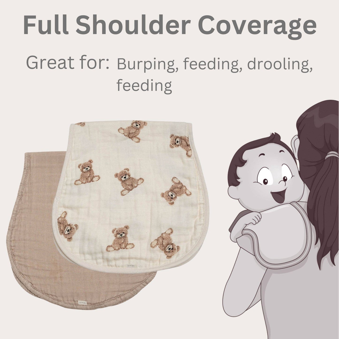 Bamboo Muslin Burp Cloth (Teddy/Taupe)
